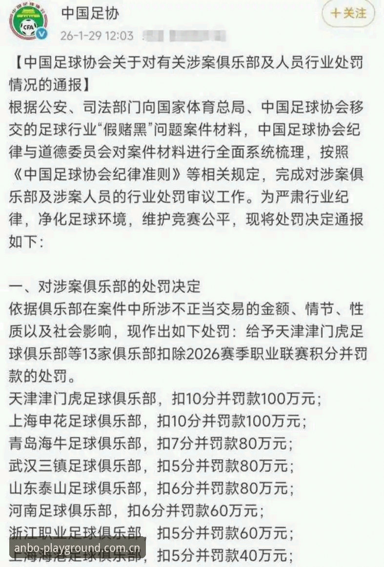 安博电竞iOS版 中国足协终身禁足vs五年处罚:17+48人名单背后的行业整顿